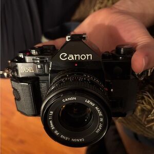 Canon A-1 Black SLR Camera with 50mm Lens